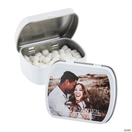 2 1/2" Custom Photo Classic Mint Candy Tin Favors - 24 Pc. | USA Decoration®