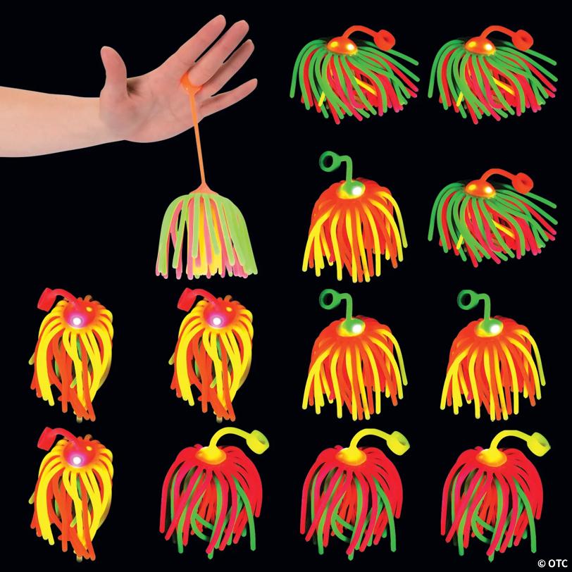 2 1/2" Flashing Neon Large Stretchy Noodle Ball YoYos - 12 Pc.