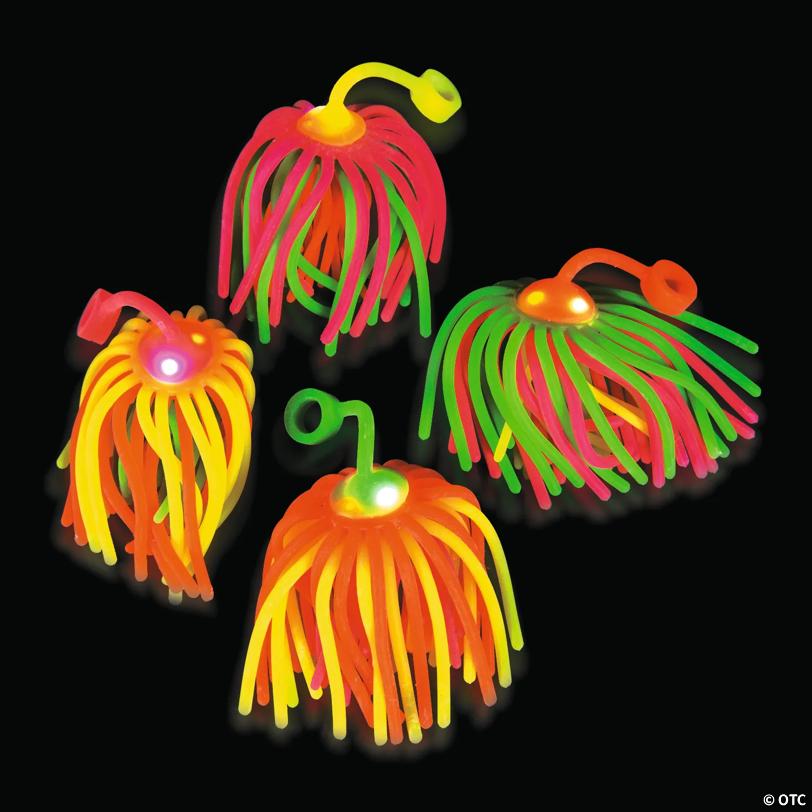 2 1/2" Flashing Neon Large Stretchy Noodle Ball YoYos - 12 Pc.