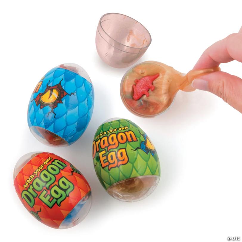2 1/2" Hatch Your Own Dinosaur in Slime-Filled Plastic Eggs - 12 Pc.
