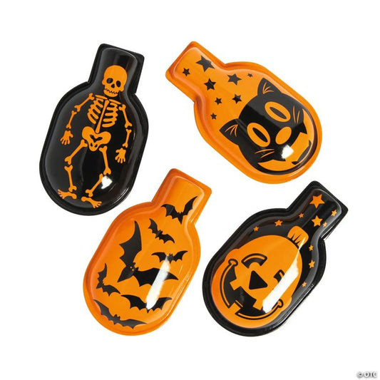 2 1/2" Mini Halloween Character Black & Orange  Metal Clicker Toys - 12 Pc.