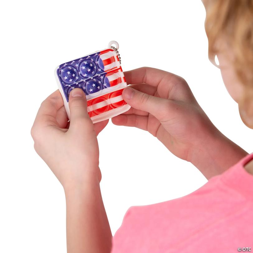 2 1/2" Patriotic Lotsa Pops Pop Fidget Toy Keychains – 12 Pc.