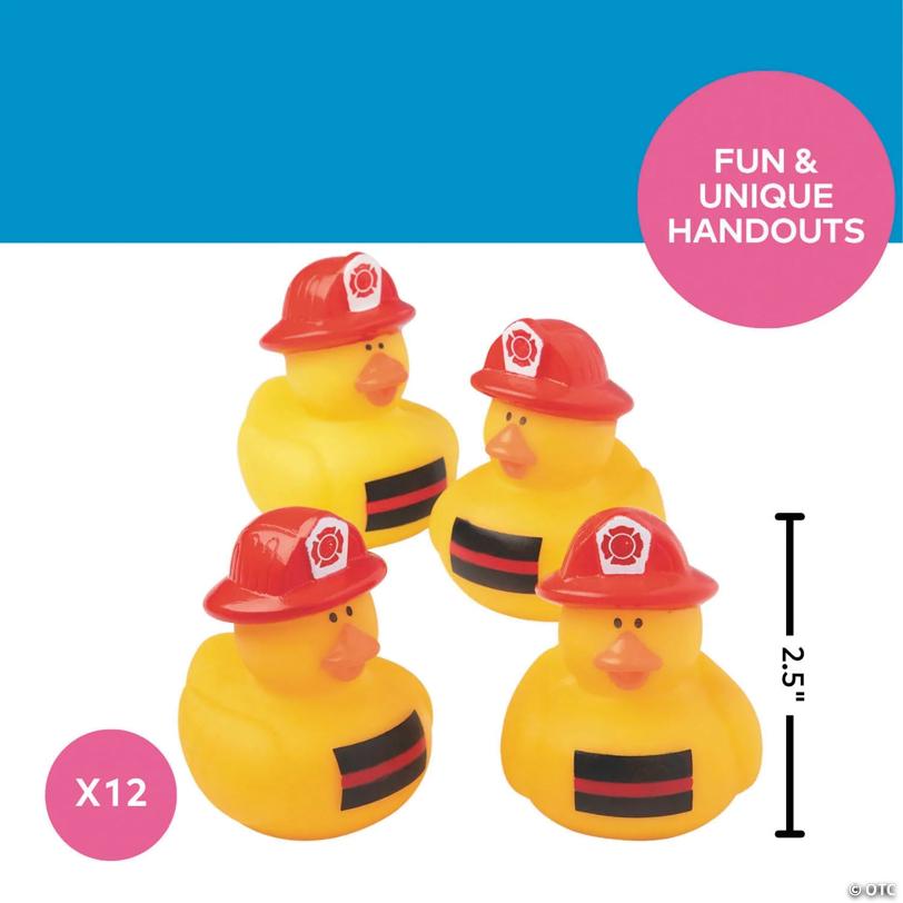 2 1/2" Thin Red Line Firefighter Awareness Rubber Ducks – 12 Pc.