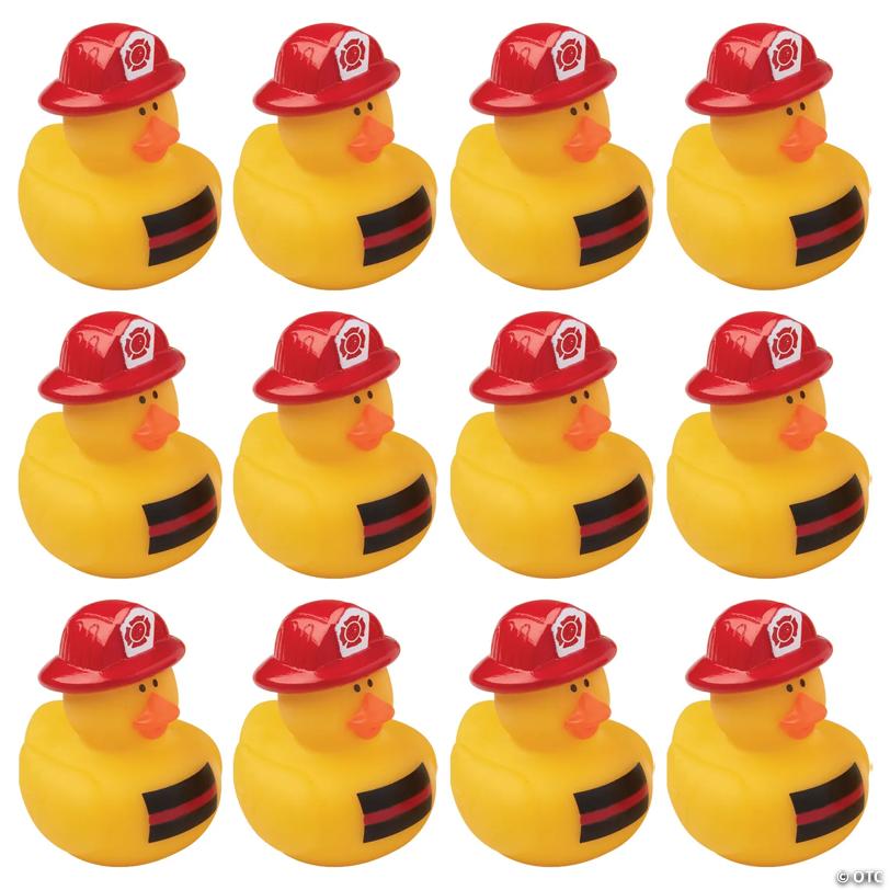 2 1/2" Thin Red Line Firefighter Awareness Rubber Ducks – 12 Pc.