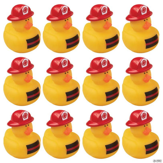2 1/2" Thin Red Line Firefighter Awareness Rubber Ducks – 12 Pc.