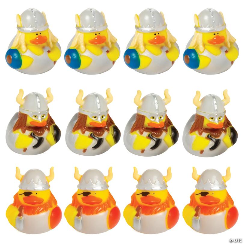 2 1/2" Viking Warrior Rubber Ducks in Armor & Shield Toys - 12 Pc.