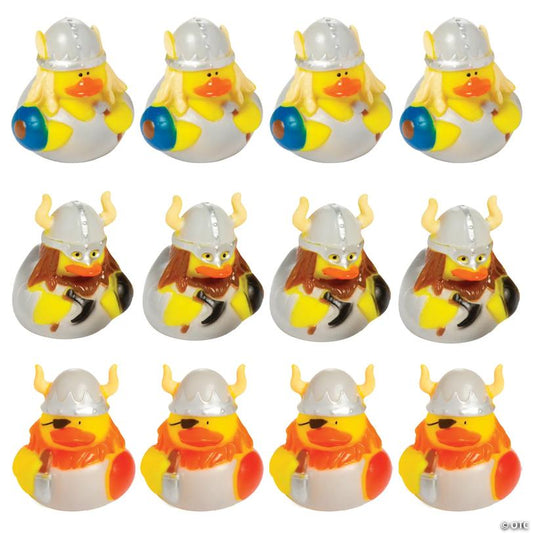 2 1/2" Viking Warrior Rubber Ducks in Armor & Shield Toys - 12 Pc.