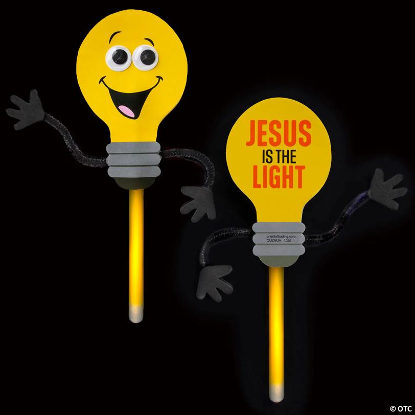 2 1/2" x 6 1/2" Jesus Is the Light VBS Lightbulb Glow Stick Craft Kit - Makes 12