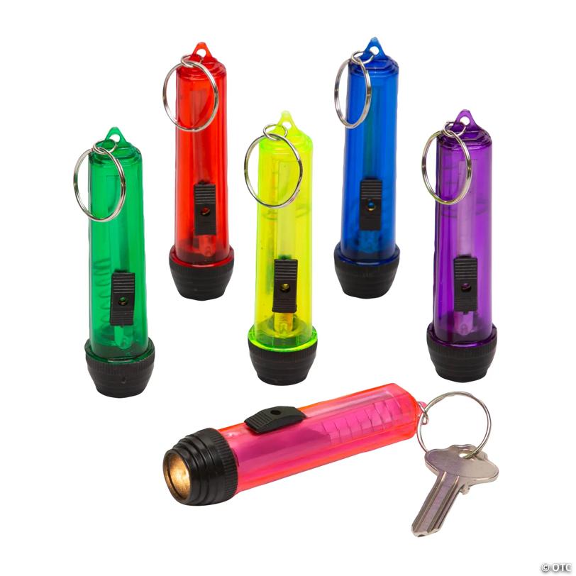 2 1/4" Bright Color Large Beam Flashlight Keychains - 12 Pc.