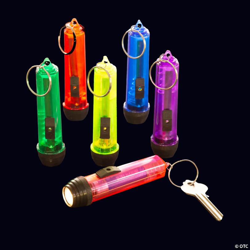 2 1/4" Bright Color Large Beam Flashlight Keychains - 12 Pc.