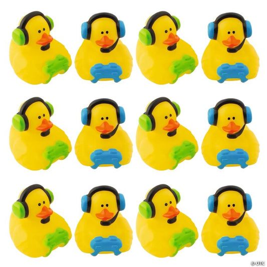 2 1/4" Gamer Vinyl Rubber Ducks with Controllers & Headsets - 12 Pc.