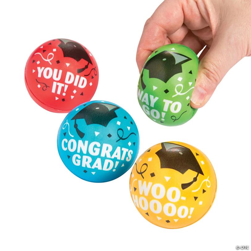 2 1/4" Graduation Sayings Multicolor Foam Stress Balls - 12 Pc. | USA Decoration®