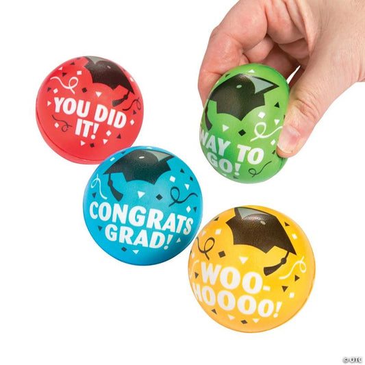 2 1/4" Graduation Sayings Multicolor Foam Stress Balls - 12 Pc. | USA Decoration®