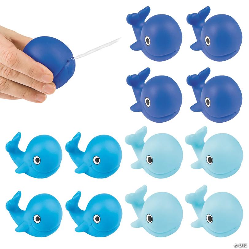 2 1/4" Mini Lil' Sailor Blue Whale Vinyl Squirt Toys - 12 Pc.