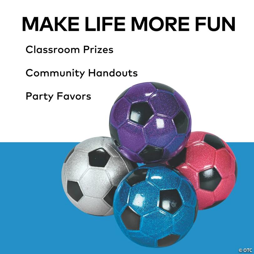 2 1/4" Mini Rubber Metallic Soccer Ball Handballs - 24 Pc.