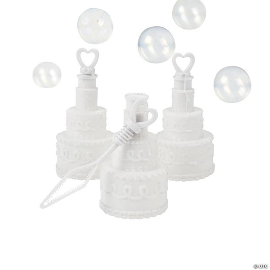2 3/4" Mini Wedding Cake-Shaped Plastic Bubble Bottles – 24 Pc.
