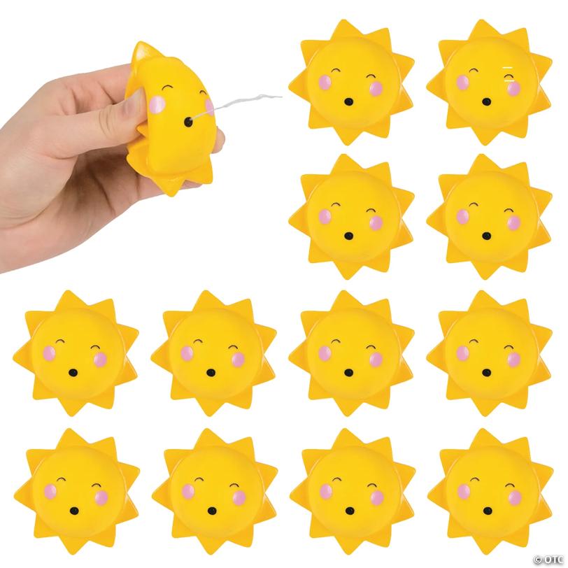 2 3/4" Mini You Are My Sunshine Yellow Vinyl Squirt Toys - 12 Pc.