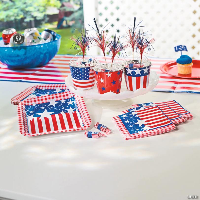 2 3/4" x 3 1/4" Mini USA Patriotic Design Metal Pails - 12 Pc.