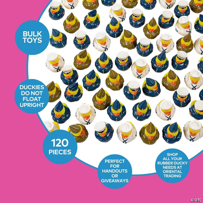 2" Bulk 120 Pc. Uniformed Armed Forces Vinyl Rubber Duck Toys