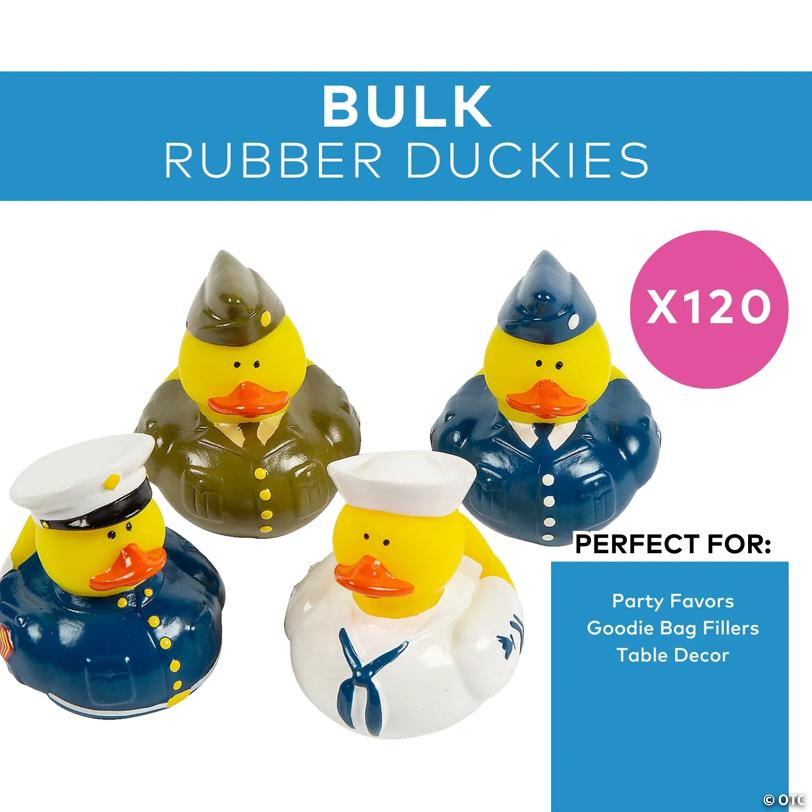 2" Bulk 120 Pc. Uniformed Armed Forces Vinyl Rubber Duck Toys