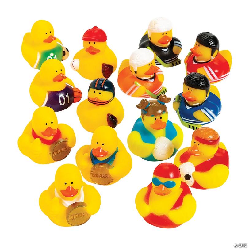 2" Bulk 48 Pc. Sports Players Yellow Rubber Ducks Assortment