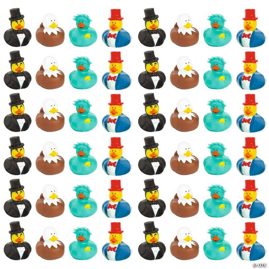 2" Bulk 48 Pc. Vinyl Patriotic Icon Founding Fathers Rubber Ducks