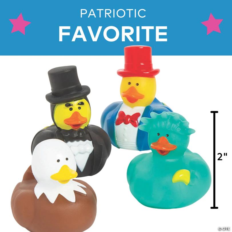 2" Bulk 48 Pc. Vinyl Patriotic Icon Founding Fathers Rubber Ducks