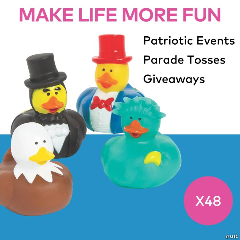 2" Bulk 48 Pc. Vinyl Patriotic Icon Founding Fathers Rubber Ducks
