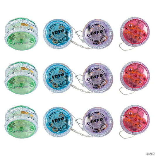 2" Colorful Light-up Champion Plastic YoYos - 12 Pc.