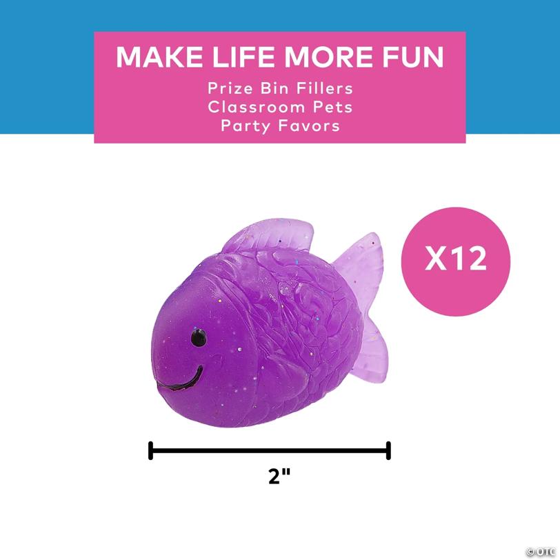 2" Fish-Shaped Orange, Blue & Purple Rubber Bouncy Balls - 12 Pc.