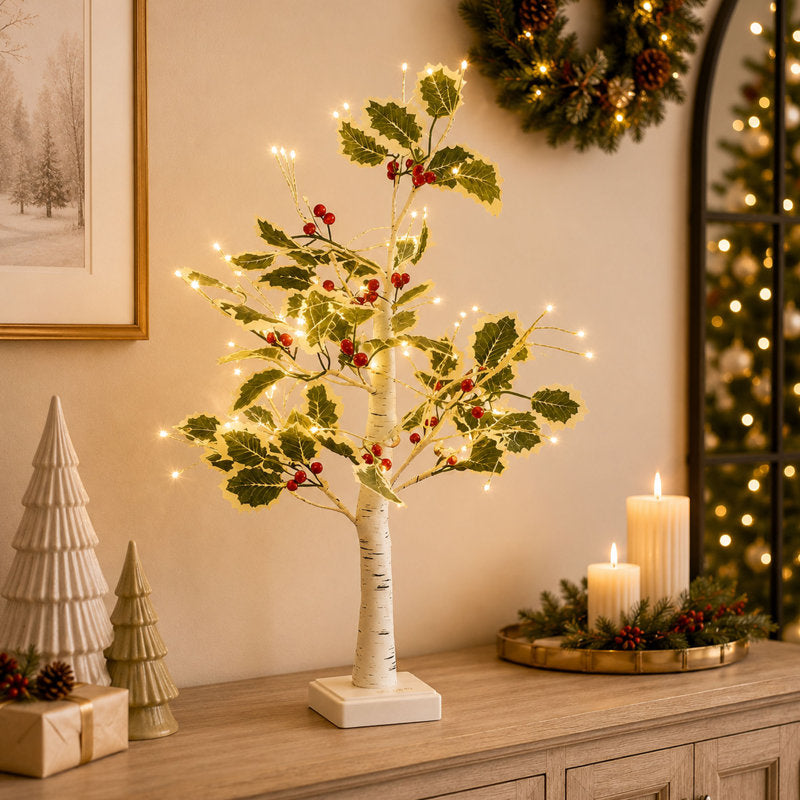 2 Ft Lighted Birch Tree with 72 LED Lights and Timer