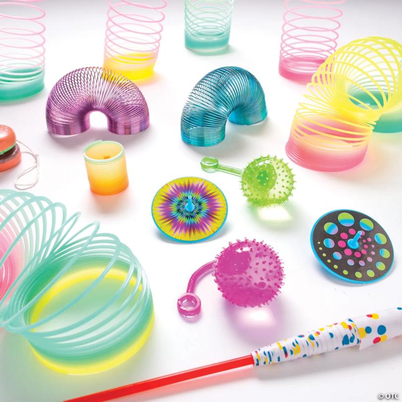 2" Glow-in-the-Dark Tie-Dyed Plastic Spin Top Toys - 12 Pcs.