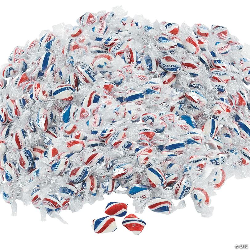 2 Lb. Patriotic Red, White & Blue Twist Peppermints - 172 Pc.