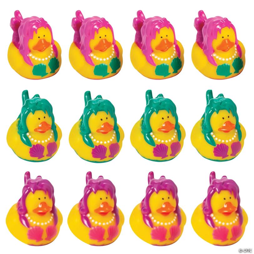 2" Magical Underwater Mermaid Yellow Rubber Ducks - 12 Pc.