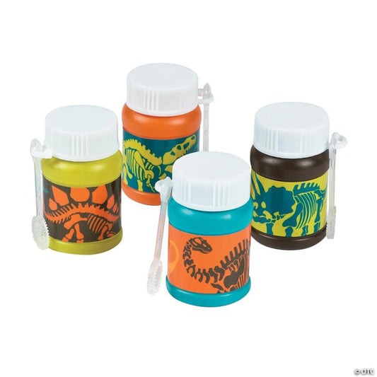 2" Mini Bright Color Dino Dig Fossils Bubble Bottes – 24 Pc.