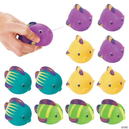 2" Mini Fun Squeeze Vinyl Painted Fish Squirt Toys - 12 Pc.