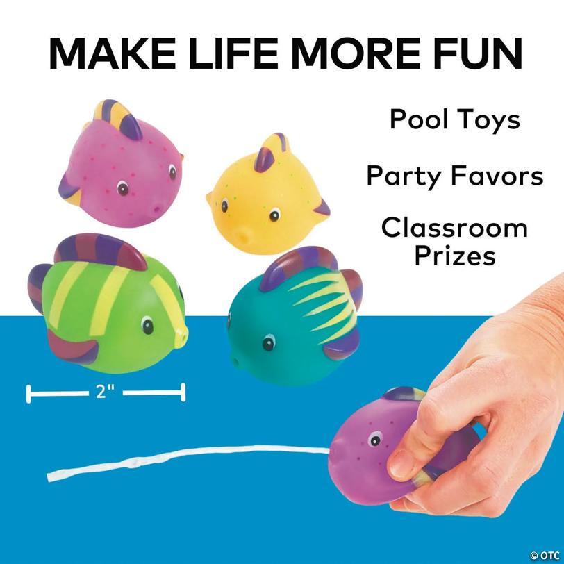 2" Mini Fun Squeeze Vinyl Painted Fish Squirt Toys - 12 Pc.