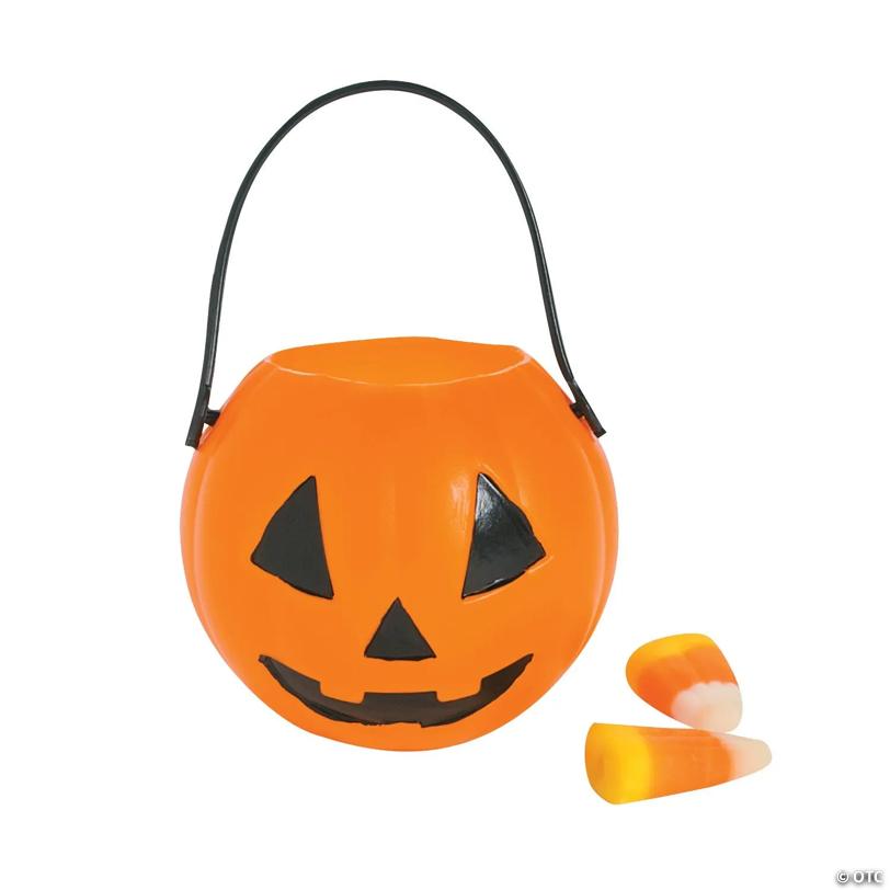 2" Mini Jack-O'-Lantern Pumpkin BPA-Free Plastic Candy Buckets - 12 Pc.