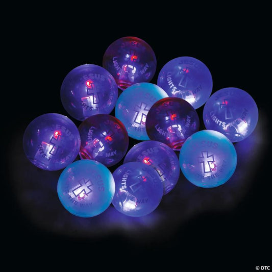 2" Mini Jesus Lights the Way Light-Up Rubber Bouncy Balls - 12 Pc.