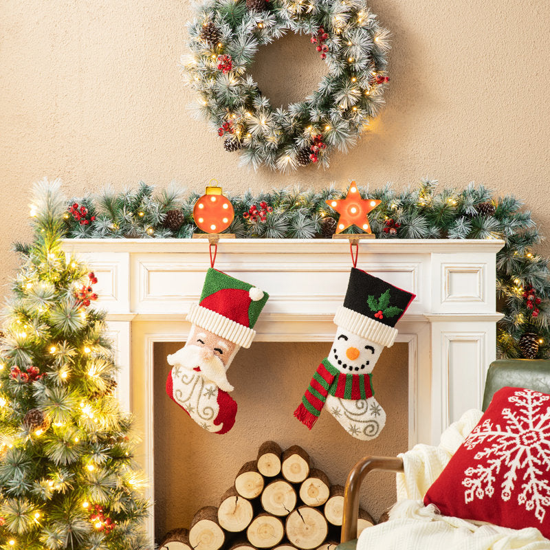 2 Pieces of Christmas Snowman &Santa Stocking