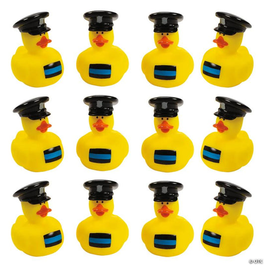 2"  Thin Blue Line Police Officer Yellow Rubber Ducks - 12 Pc.