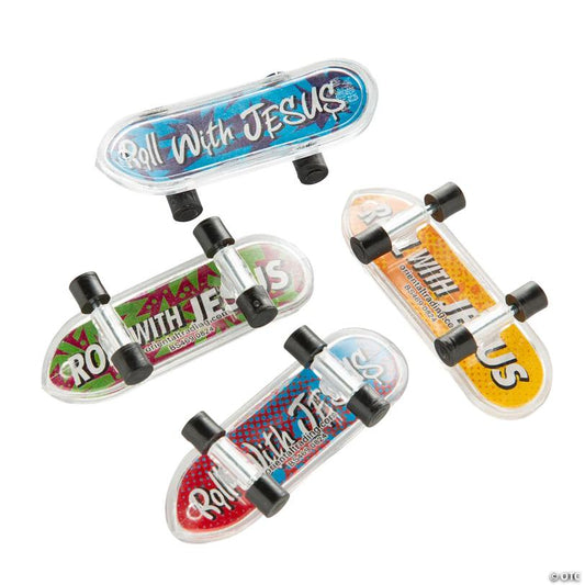 2" x 1/2" Mini Religious Roll With Jesus Skateboard Toys - 36 Pc.