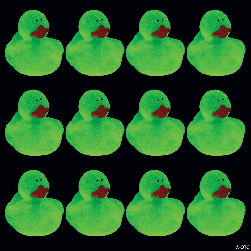 2" x 2" Glow-in-the-Dark Vinyl Rubber Ducks - 12 Pc.