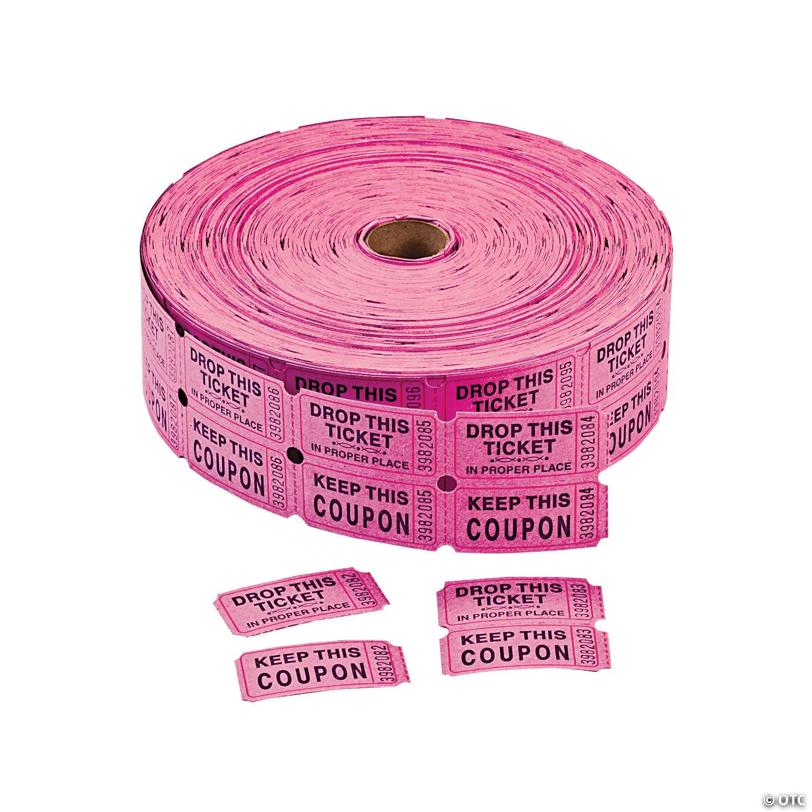 2" x 2" Magenta Coupon Double Roll Paper Tickets - 2000 Pc. | USA Decoration®