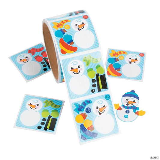 2" x 2" Mini Dress-a-Snowman Paper Sticker Roll - 50 Pc. | USA Decoration®