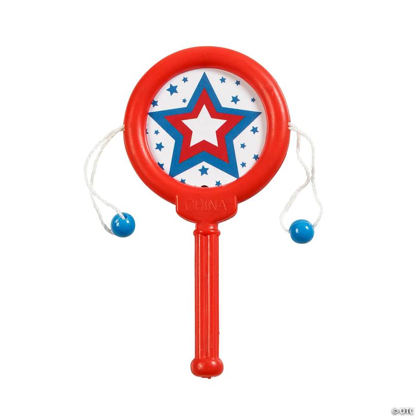 2" x 4" Mini Patriotic Plastic Spin Drums - 12 Pc.