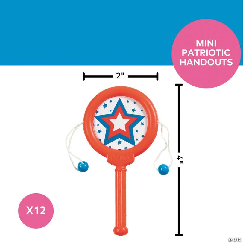 2" x 4" Mini Patriotic Plastic Spin Drums - 12 Pc.
