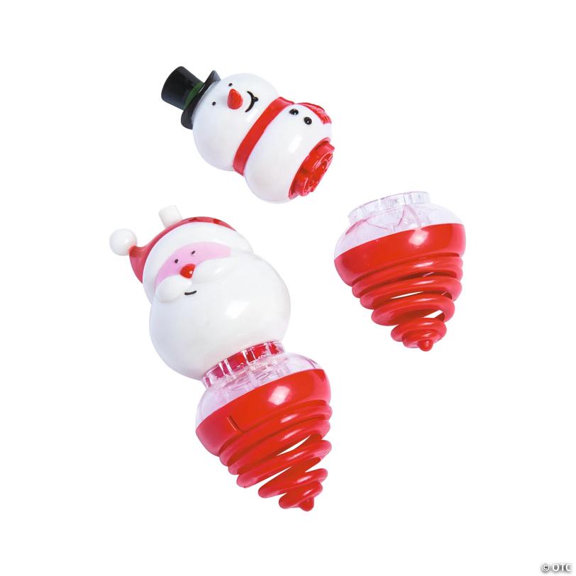 2" x 5" Light-Up Holiday Spin Tops - 12 Pc.