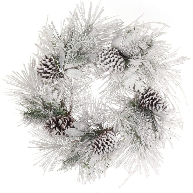 2pc 24-inch Pine Decorative Branch Silk Wreath - Artificial Greenery For Holiday & Front Door Decor