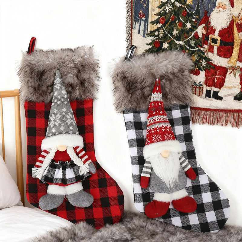 2pcs 18.9 "Christmas Stockings Classic Large Stockings Dwarf Doll, Christmas Figure Family Holiday Christmas Party Decoration, For Party Decoration Family Friends Holiday Decoration Christmas Party Tree Fireplace Art Decor Supply